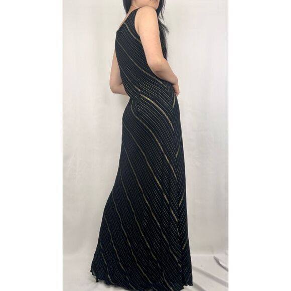 Vintage Benjamin A. Black and Gold Floor Length Maxi Slip Dress - Picture 4 of 8